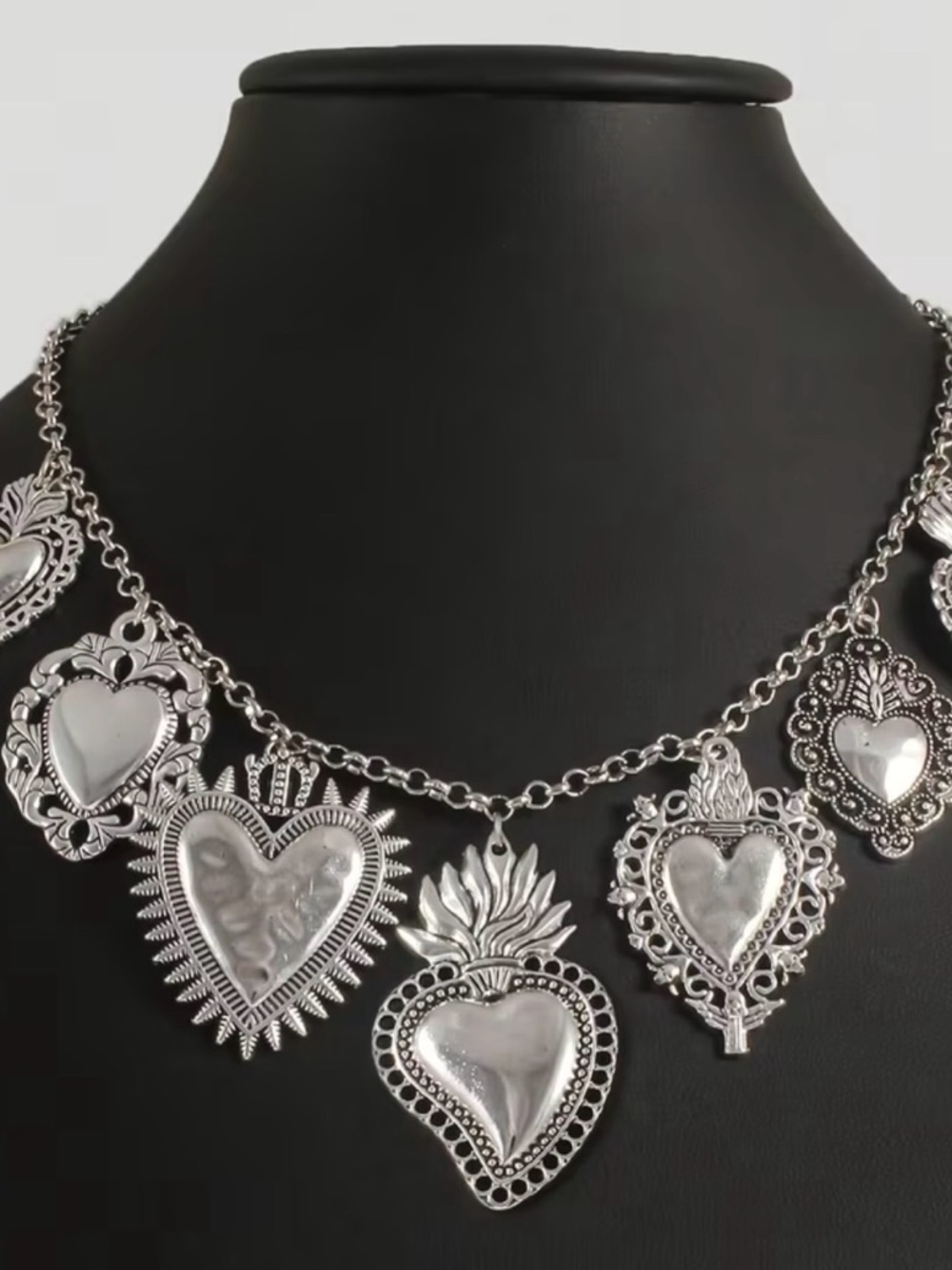 Silver Hearts on Fire Charm Necklace ❤️‍🔥